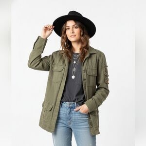 Willow & Clay Olive Green Army Punk Grunge Boho Military Jacket S